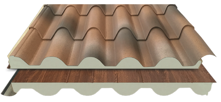 M2 PANEL SANDWICH METALICO TEJA ALB. ENVEJ. MADERA ACT COPO