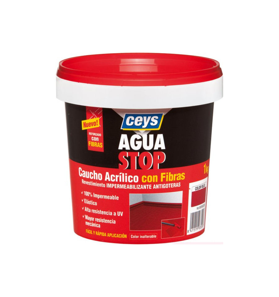 AGUASTOP CAUCHO FIBRAS ROJO 5KG